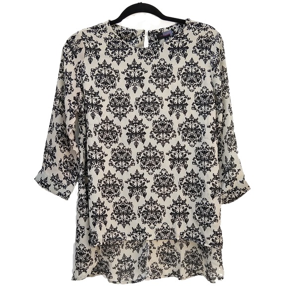 The Limited Women's Tunic Blouse Size Small Gray Black 3/4 Sleeve Round Neck New - Picture 1 of 6